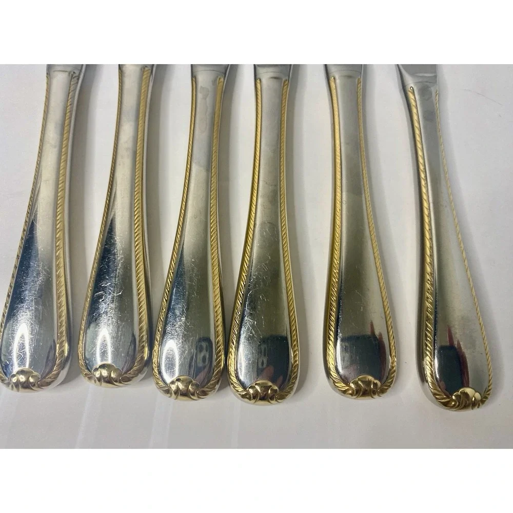 Gorham Golden Ribbon Edge Pattern Stainless Dinner Knives Knife Ser Of 6